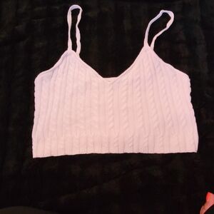 Cotton Candy White Cable Knit Camisole